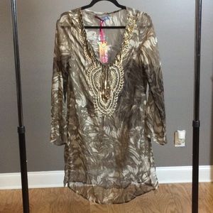 NWT SP Coupe Swim brown print coverup.